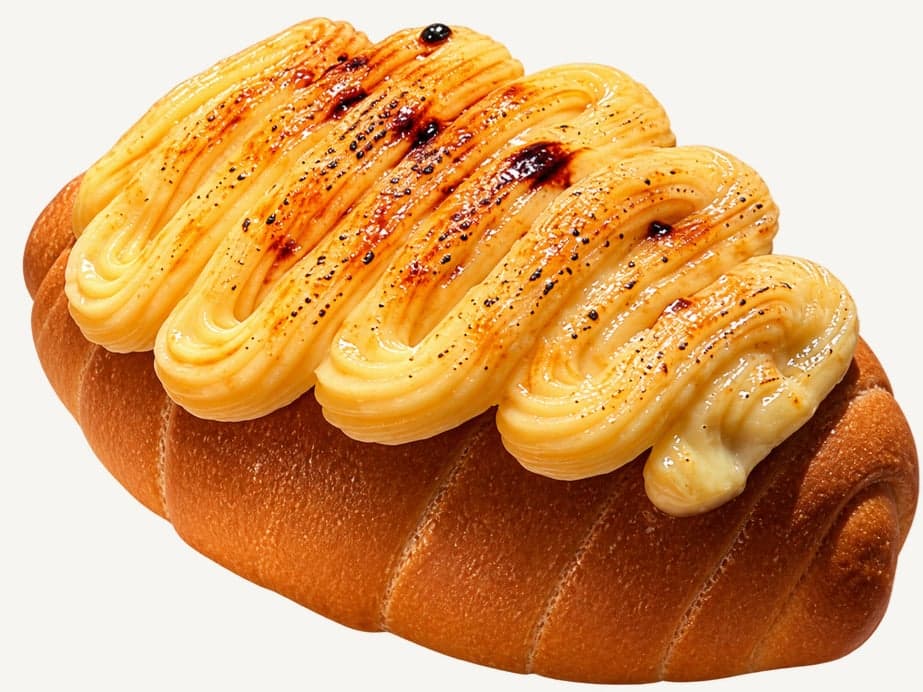 Creme brulee salted bread on a plate